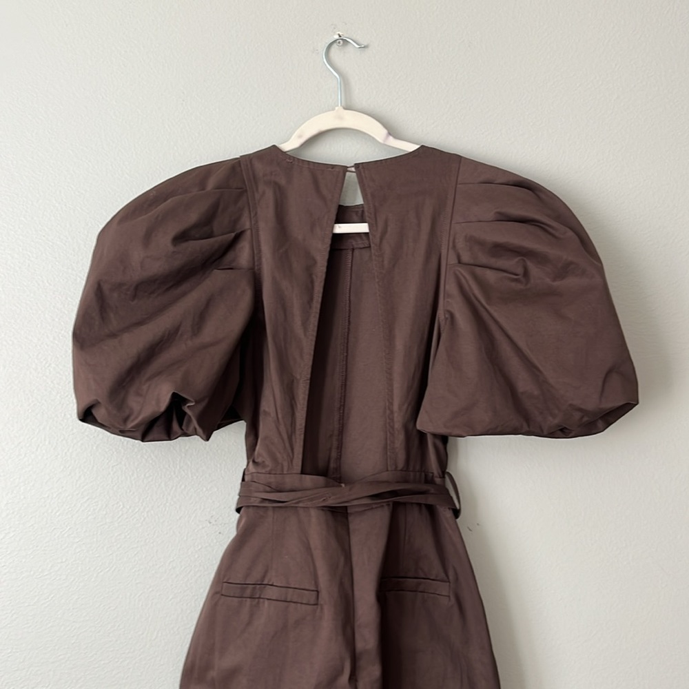 En Saison Puff Sleeve Open Back Jumpsuit / Brown /‎ SZ XS - Picture 8 of 12